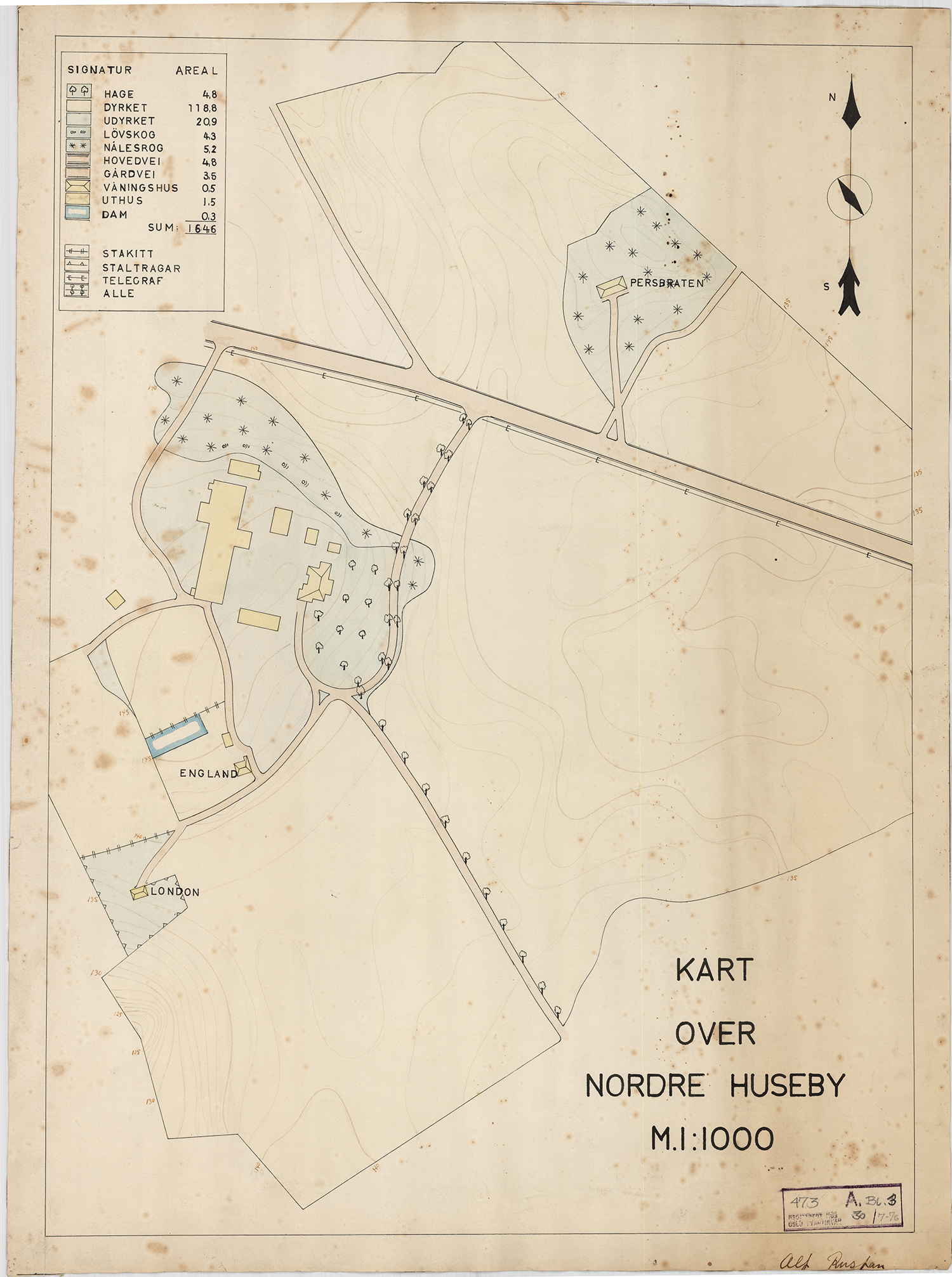 Kart over Nordre Huseby